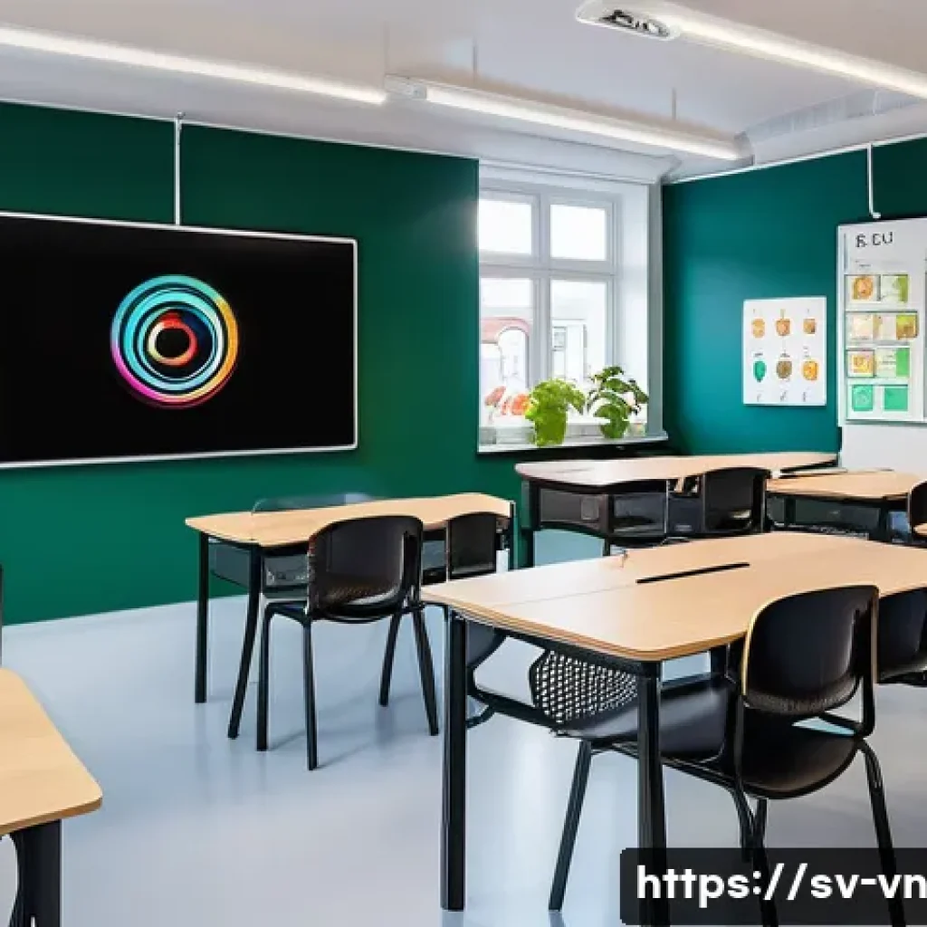 의식적 기술 사용을 통한 사회적 변화 - A vibrant digital classroom scene in a modern Swedish school, where diverse students and adults enga...